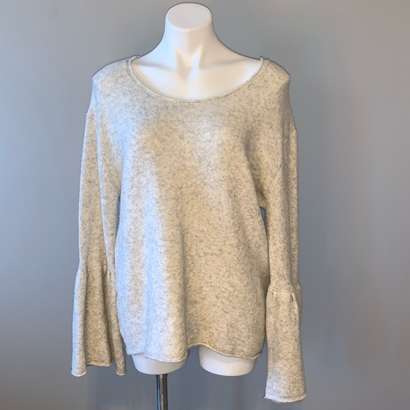 French Connection Wool Blend Bell Sleeve Sweater Oatmeal - Picture 3 of 7